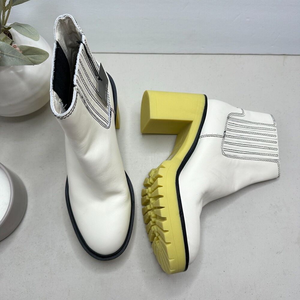 Dolce Vita White and Yellow Ankle Boots with Chunky Heel - Picture 6 of 13